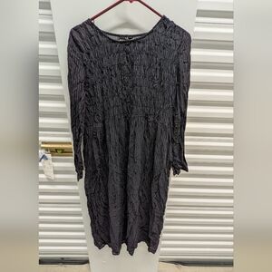 Vintage Goth Whimsy Carole Little Long Sleeve Textured Black Purple Dress